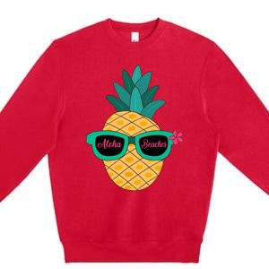 Pineapple Sunglasses Aloha Beaches Hawaiian - Hawaii Premium Crewneck Sweatshirt