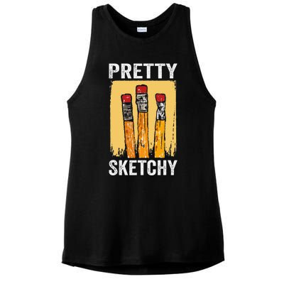 Pretty Sketchy Artist Pencils Sketch Sketching Paint Artist Ladies PosiCharge Tri-Blend Wicking Tank