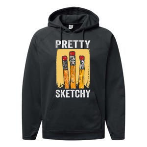 Pretty Sketchy Artist Pencils Sketch Sketching Paint Artist Performance Fleece Hoodie