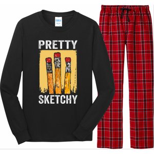 Pretty Sketchy Artist Pencils Sketch Sketching Paint Artist Long Sleeve Pajama Set