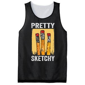 Pretty Sketchy Artist Pencils Sketch Sketching Paint Artist Mesh Reversible Basketball Jersey Tank