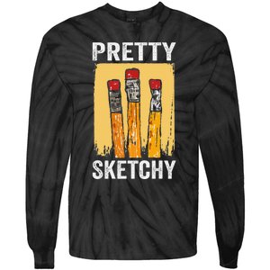 Pretty Sketchy Artist Pencils Sketch Sketching Paint Artist Tie-Dye Long Sleeve Shirt