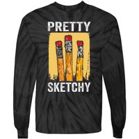 Pretty Sketchy Artist Pencils Sketch Sketching Paint Artist Tie-Dye Long Sleeve Shirt