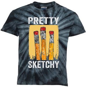 Pretty Sketchy Artist Pencils Sketch Sketching Paint Artist Kids Tie-Dye T-Shirt