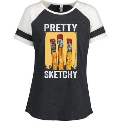 Pretty Sketchy Artist Pencils Sketch Sketching Paint Artist Enza Ladies Jersey Colorblock Tee