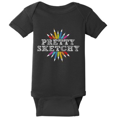 Pretty Sketchy Artist Drawing Sketching Colored Pencils Baby Bodysuit