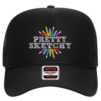 Pretty Sketchy Artist Drawing Sketching Colored Pencils Trucker Hat