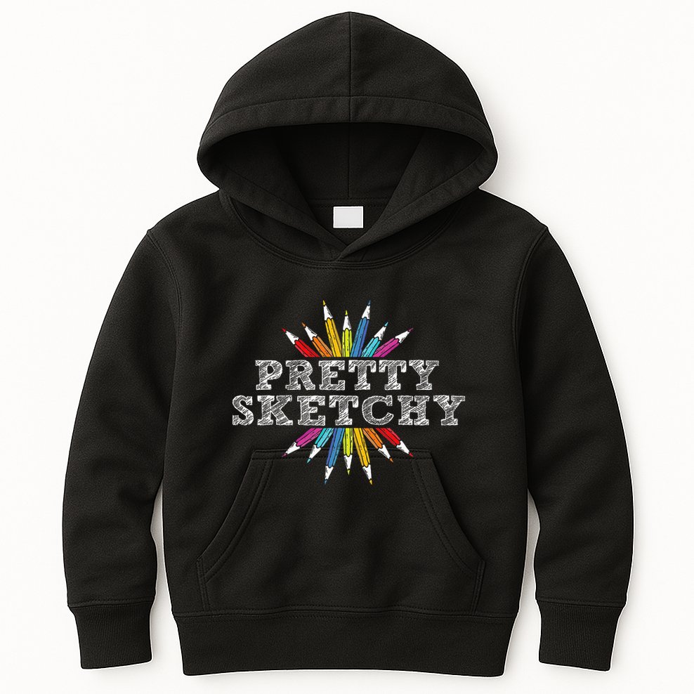 Pretty Sketchy Artist Drawing Sketching Colored Pencils Kids Hoodie