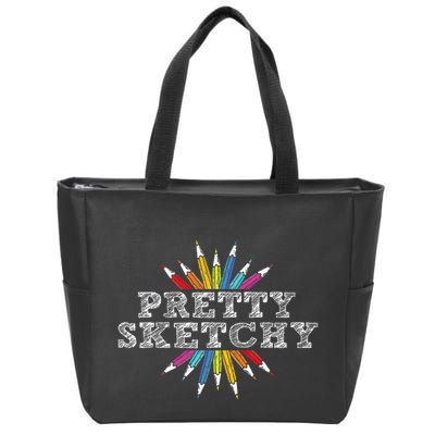 Pretty Sketchy Artist Drawing Sketching Colored Pencils Zip Tote Bag