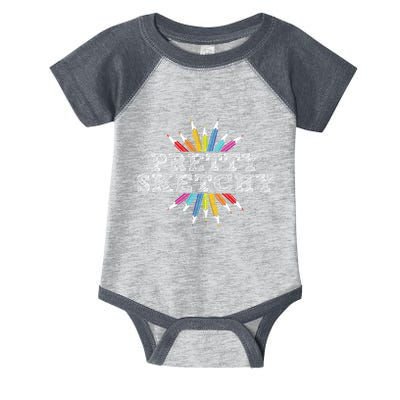Pretty Sketchy Artist Drawing Sketching Colored Pencils Infant Baby Jersey Bodysuit