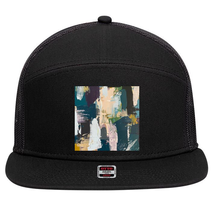Paint Splatter Art Pattern 7 Panel Mesh Trucker Snapback Hat
