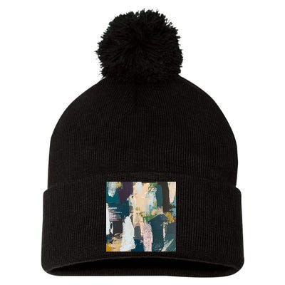 Paint Splatter Art Pattern Pom Pom 12in Knit Beanie