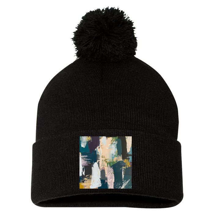 Paint Splatter Art Pattern Pom Pom 12in Knit Beanie