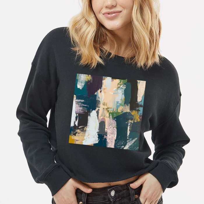 Paint Splatter Art Pattern Cropped Pullover Crew