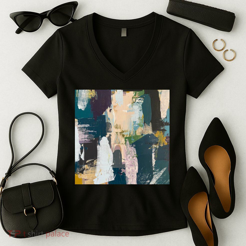 Paint Splatter Art Pattern Women's V-Neck T-Shirt
