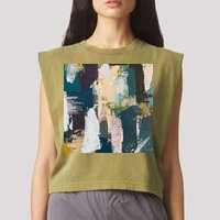 Paint Splatter Art Pattern Garment-Dyed Women's Muscle Tee