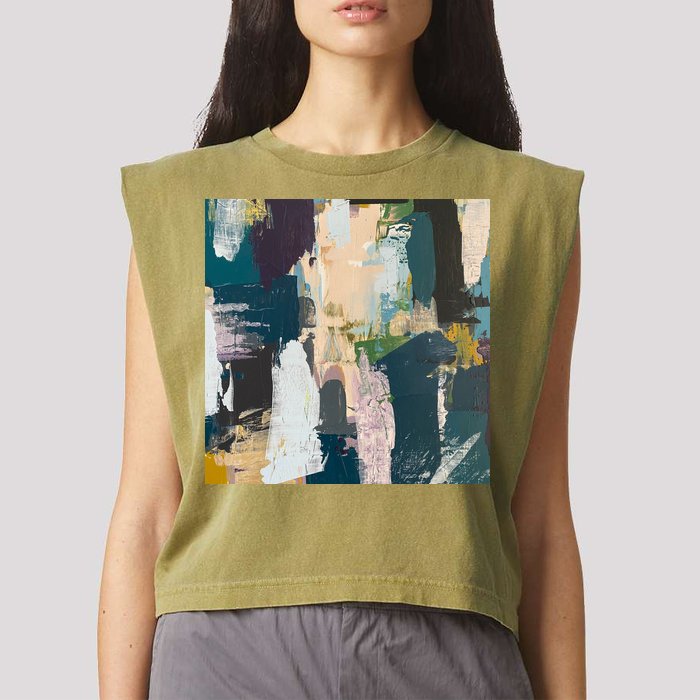Paint Splatter Art Pattern Garment-Dyed Women's Muscle Tee