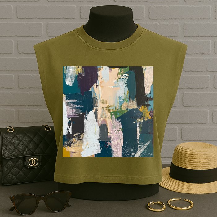 Paint Splatter Art Pattern Garment-Dyed Women's Muscle Tee