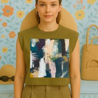 Paint Splatter Art Pattern Garment-Dyed Women's Muscle Tee