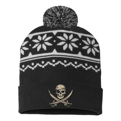 Pirate Skull And Crossbones Skeleton Halloween USA-Made Snowflake Beanie