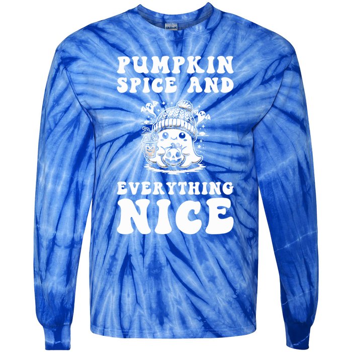 Pumpkin Spice And Everything Nice Ghost Great Gift Tie-Dye Long Sleeve Shirt