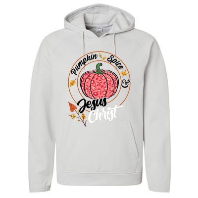 Pumpkin Spice And Jesus Christ Performance Fleece Hoodie