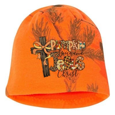 Pumpkin Spice And Jesus Christian God Faith Kati - Camo Knit Beanie