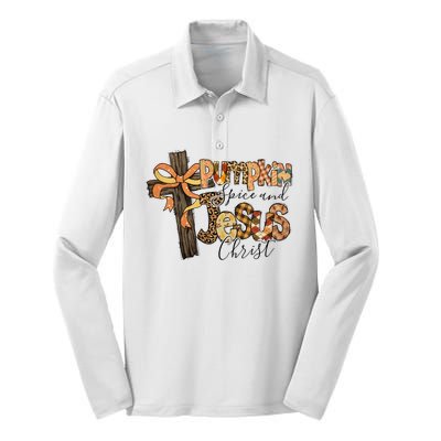 Pumpkin Spice And Jesus Christian God Faith Silk Touch Performance Long Sleeve Polo