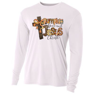 Pumpkin Spice And Jesus Christian God Faith Cooling Performance Long Sleeve Crew