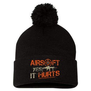 Paintball Sport Airsoft Yes It Hurts Paint Ball Target Pom Pom 12in Knit Beanie