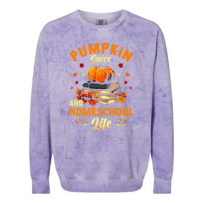 Pumpkin Spice And Homeschool Life Gift For Thankgiving Day Colorblast Crewneck Sweatshirt