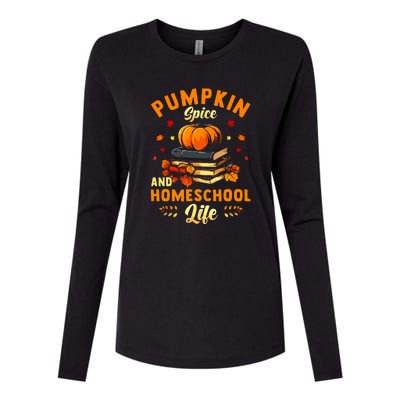 Pumpkin Spice And Homeschool Life Gift For Thankgiving Day Womens Cotton Relaxed Long Sleeve T-Shirt