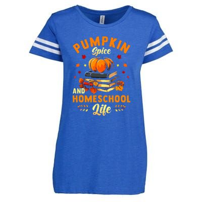 Pumpkin Spice And Homeschool Life Gift For Thankgiving Day Enza Ladies Jersey Football T-Shirt