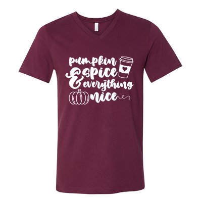 Pumpkin Spice And Everything Nice Halloween Coffee Lover V-Neck T-Shirt