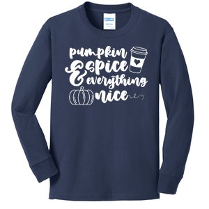 Pumpkin Spice And Everything Nice Halloween Coffee Lover Kids Long Sleeve Shirt