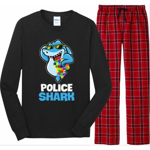 Police Shark Autism Awareness Gift Long Sleeve Pajama Set