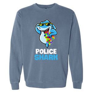 Police Shark Autism Awareness Gift Garment-Dyed Sweatshirt