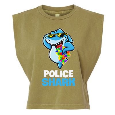 Police Shark Autism Awareness Gift Garment-Dyed Women's Muscle Tee