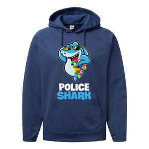 Police Shark Autism Awareness Gift Performance Fleece Hoodie