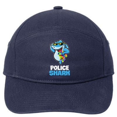 Police Shark Autism Awareness Gift 7-Panel Snapback Hat