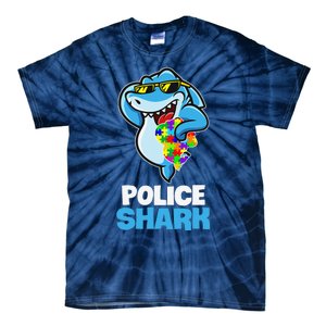 Police Shark Autism Awareness Gift Tie-Dye T-Shirt