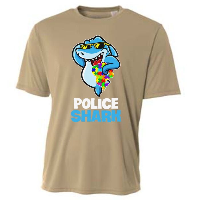 Police Shark Autism Awareness Gift Cooling Performance Crew T-Shirt