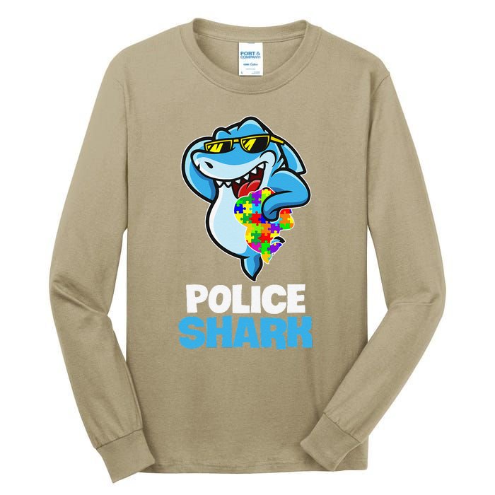 Police Shark Autism Awareness Gift Tall Long Sleeve T-Shirt