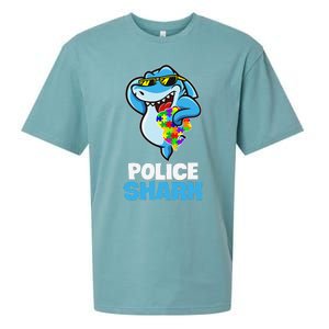 Police Shark Autism Awareness Gift Sueded Cloud Jersey T-Shirt