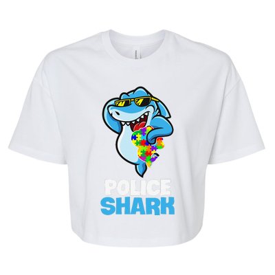 Police Shark Autism Awareness Gift Bella+Canvas Jersey Crop Tee