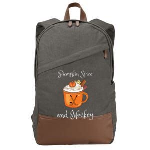 Pumpkin Spice And Hockey Autumn Fall Halloween And Sports Cotton Canvas Backpack