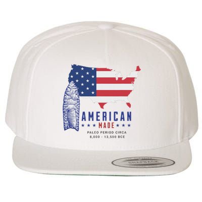 Paleo Spearpoint American Flag Design Wool Snapback Cap