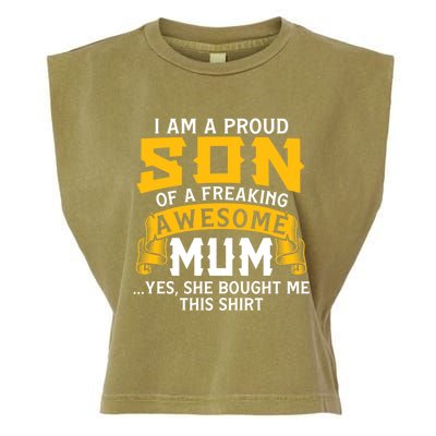 Proud Son Awesome Mum Mother Mom Mama Brother Cute Gift Garment-Dyed Women's Muscle Tee