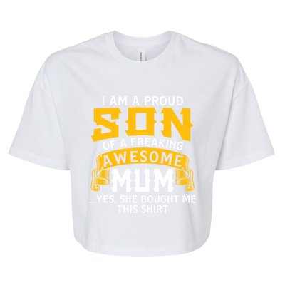 Proud Son Awesome Mum Mother Mom Mama Brother Cute Gift Bella+Canvas Jersey Crop Tee