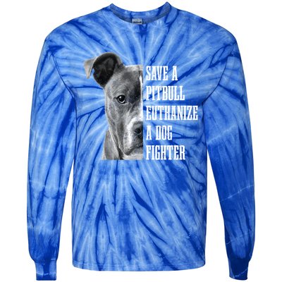 Pitbull Save A Pitbull Funny Dog Rescue Pitbull Mom Dad Great Gift Tie-Dye Long Sleeve Shirt